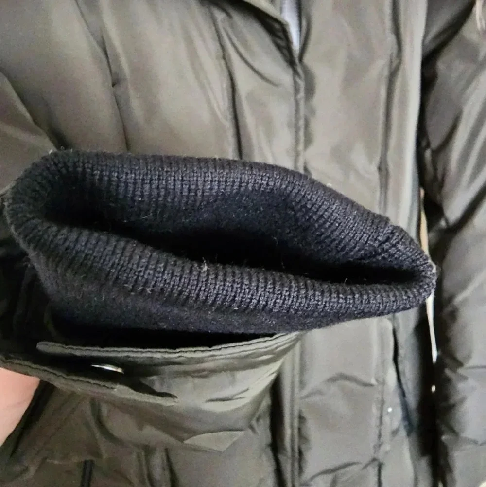Mackage Long Coat Harley Army Khaki Raccoon Rabbit Down Filled Leather L - Picture 7 of 16